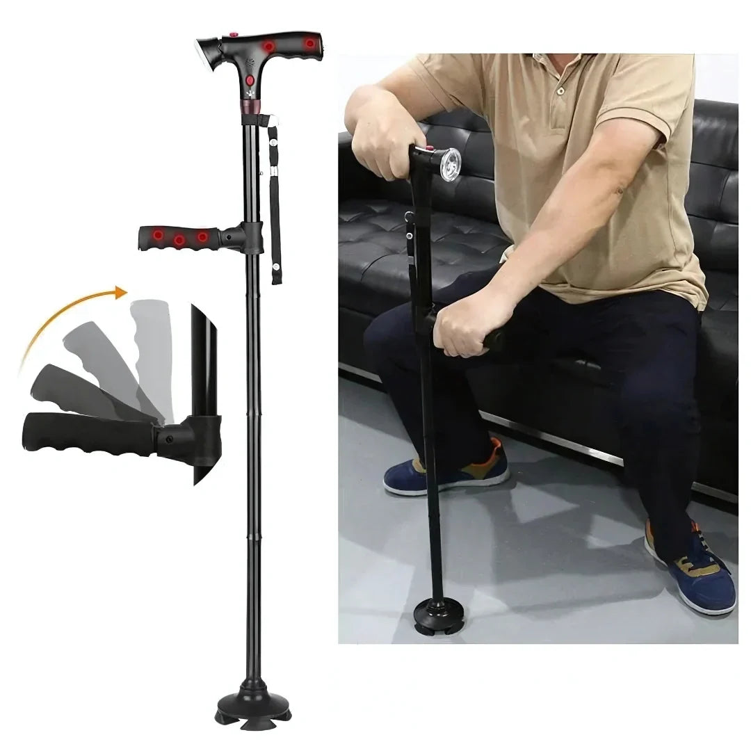 Sammenklappelig gangstok med LED-lys og alarm