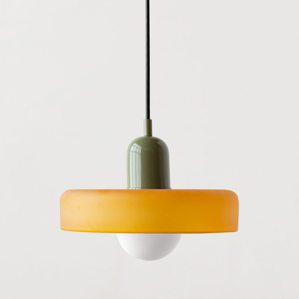 Bauhaus-pendel i farvet glas – design