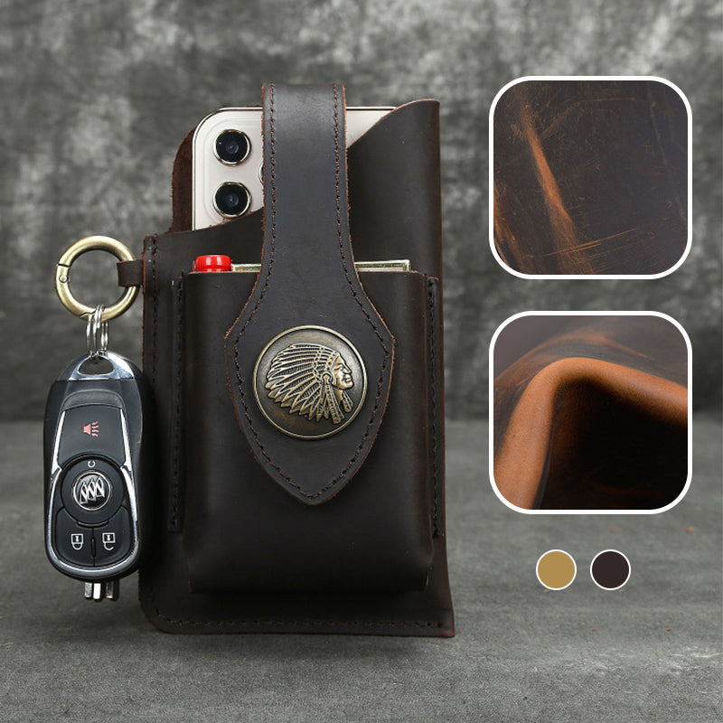 Icone™ BeltPouch: Multifunktionel Læder Vintage Stil Bælte Posec