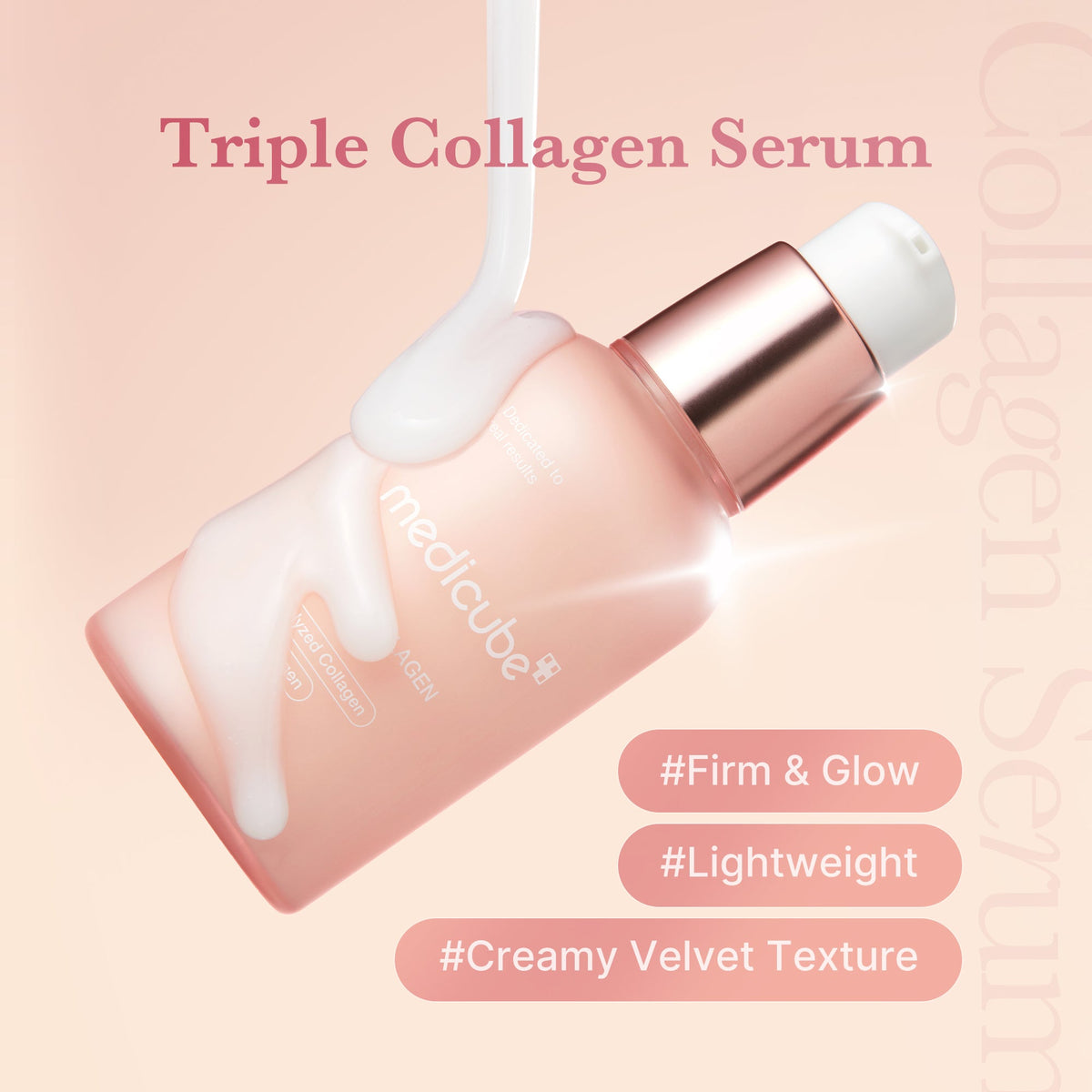 Kollagensæt med ansigtsvand, serum og creme til fasthed og glød