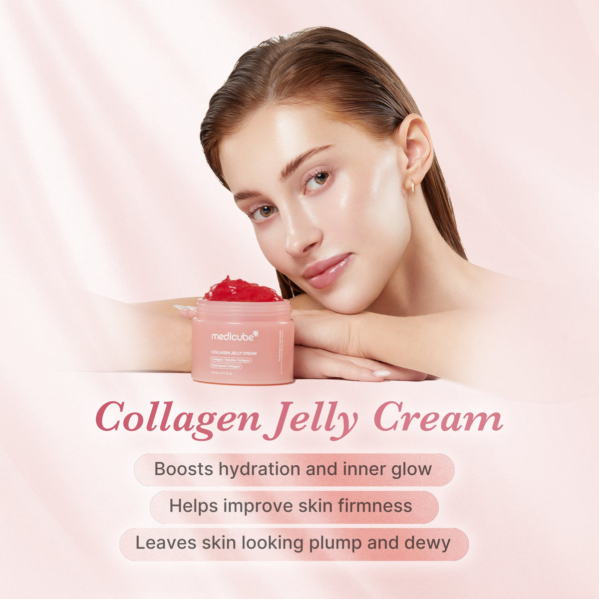 Plejesæt med ansigtsapparat i rosa, pads, ansigtsvand, serum og creme