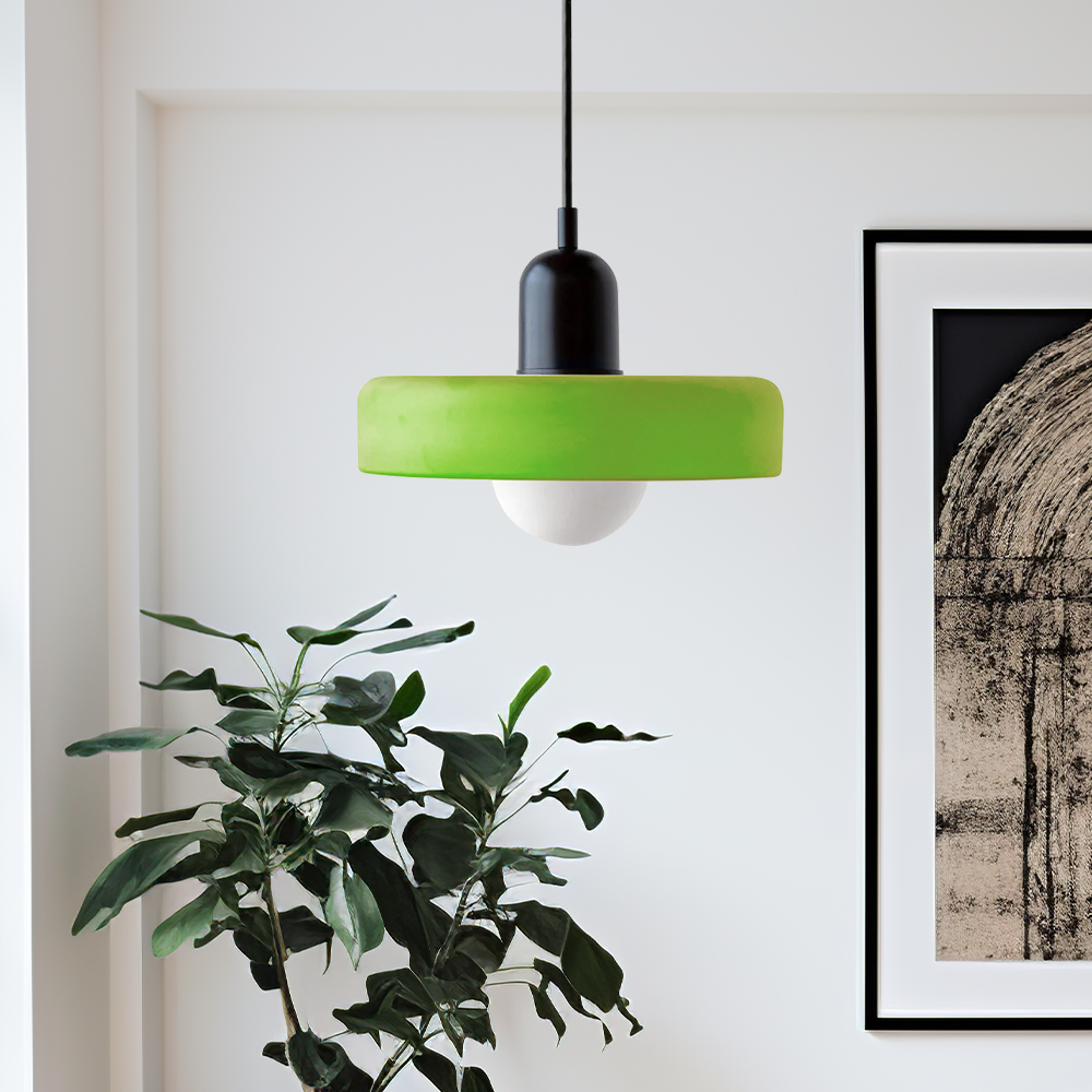 Bauhaus-pendel i farvet glas – design