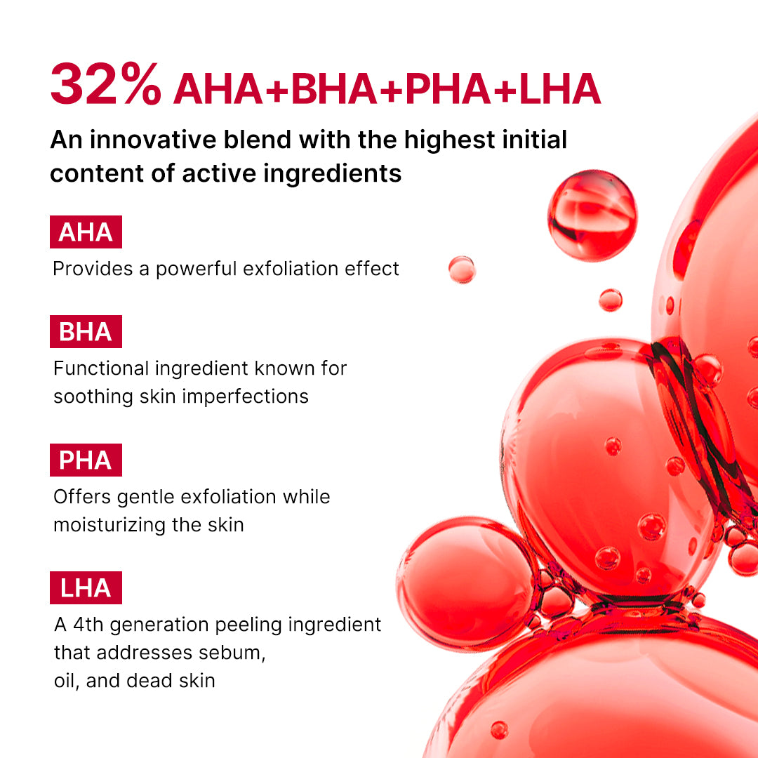Eksfolierende kropsrens som spray med 32 % AHA, BHA, PHA og LHA, 110 g