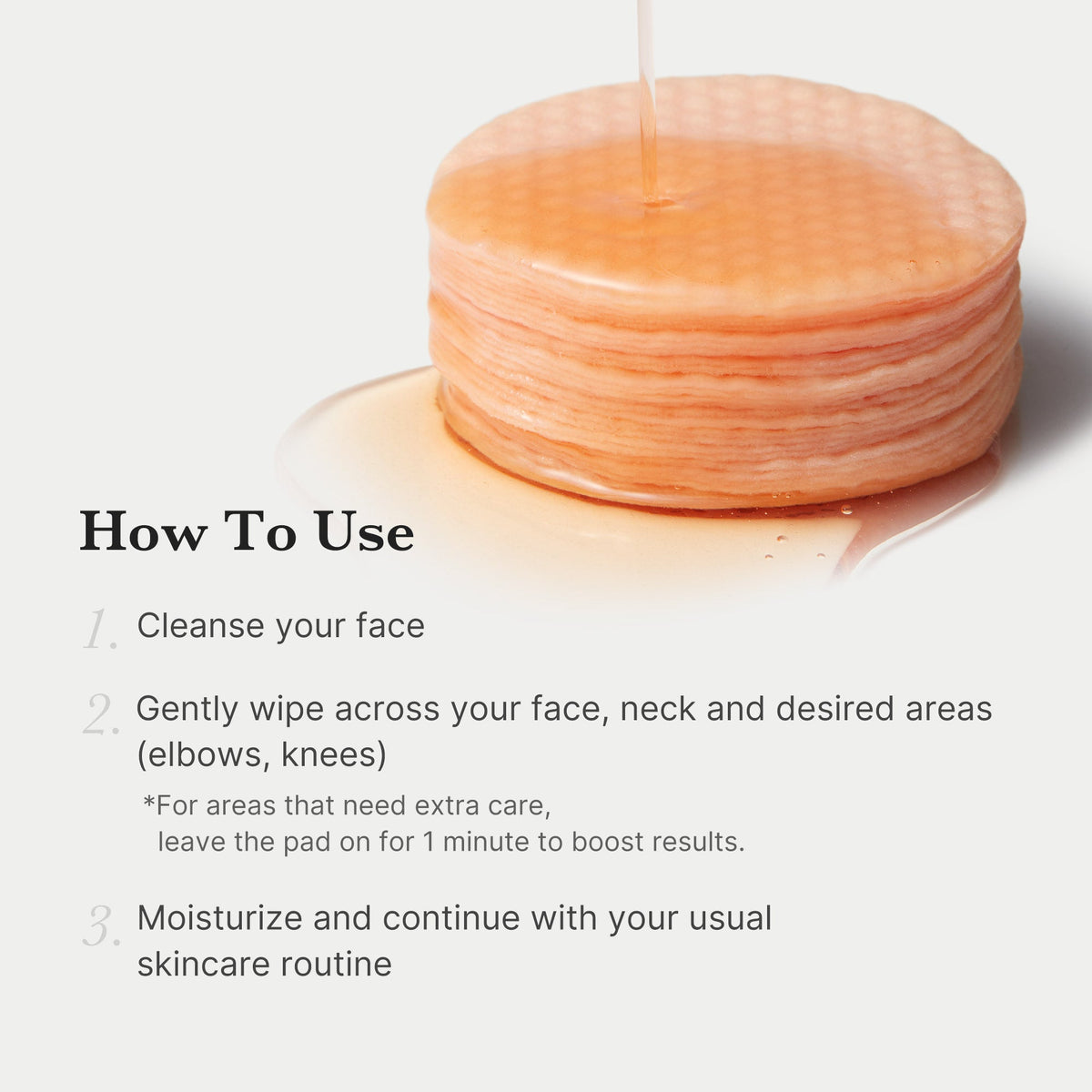 Eksfolierende toner-pads med ravsyre og panthenol til uren hud, 70 stk.