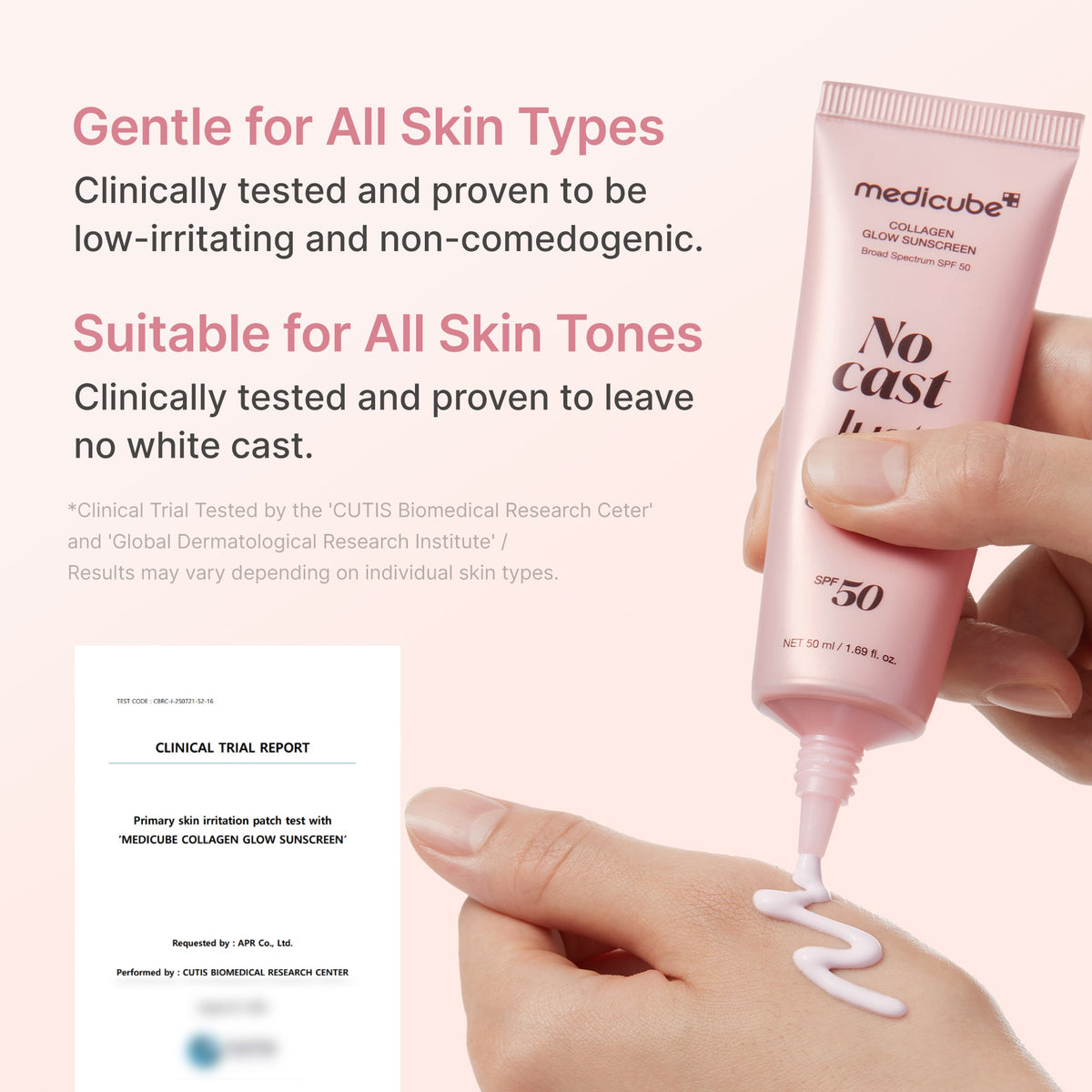 Fugtgivende solcreme SPF 50 med kollagen, peptider og niacinamid, uden hvid film