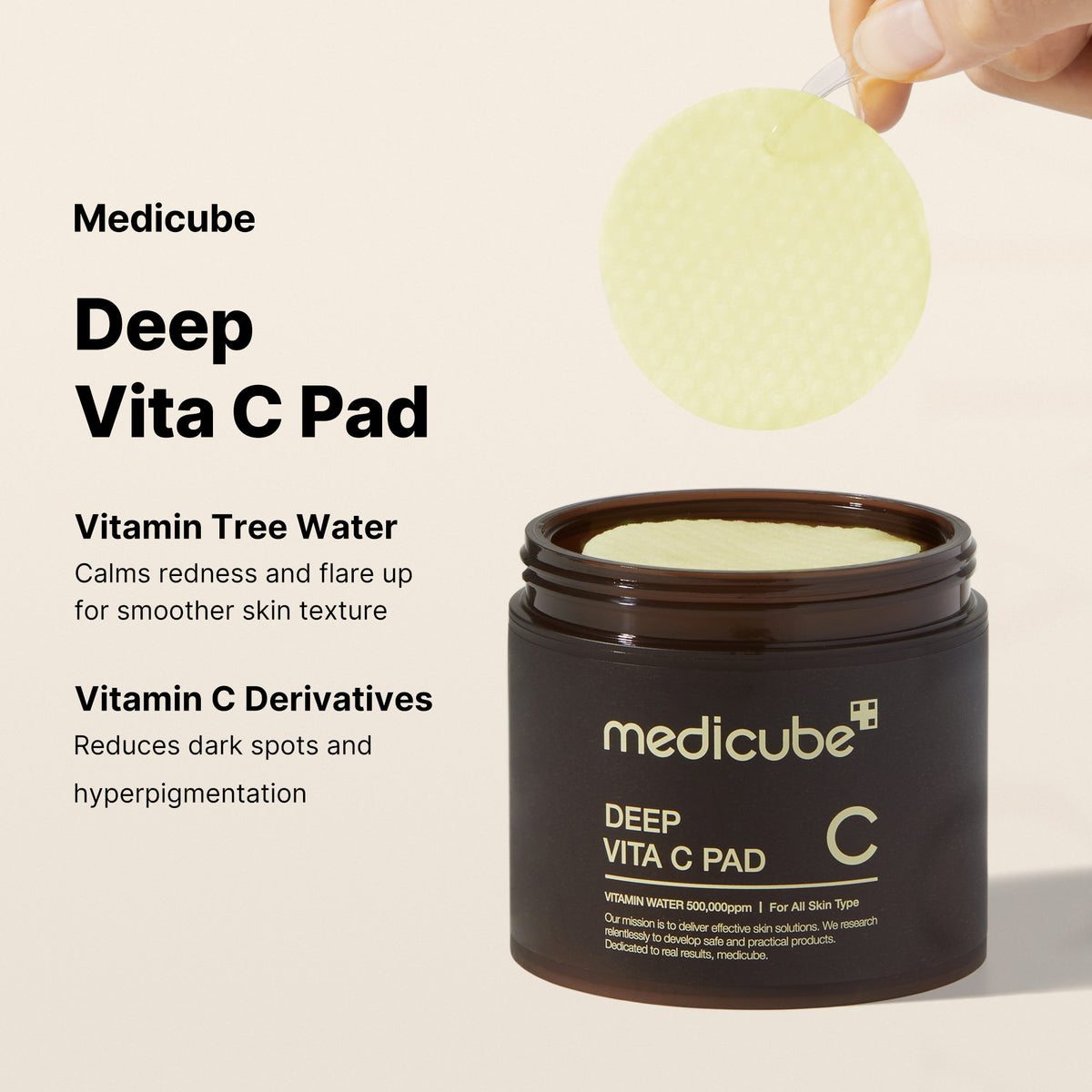Sæt med tonerpads med C-vitamin til daglig pleje af hudtonen