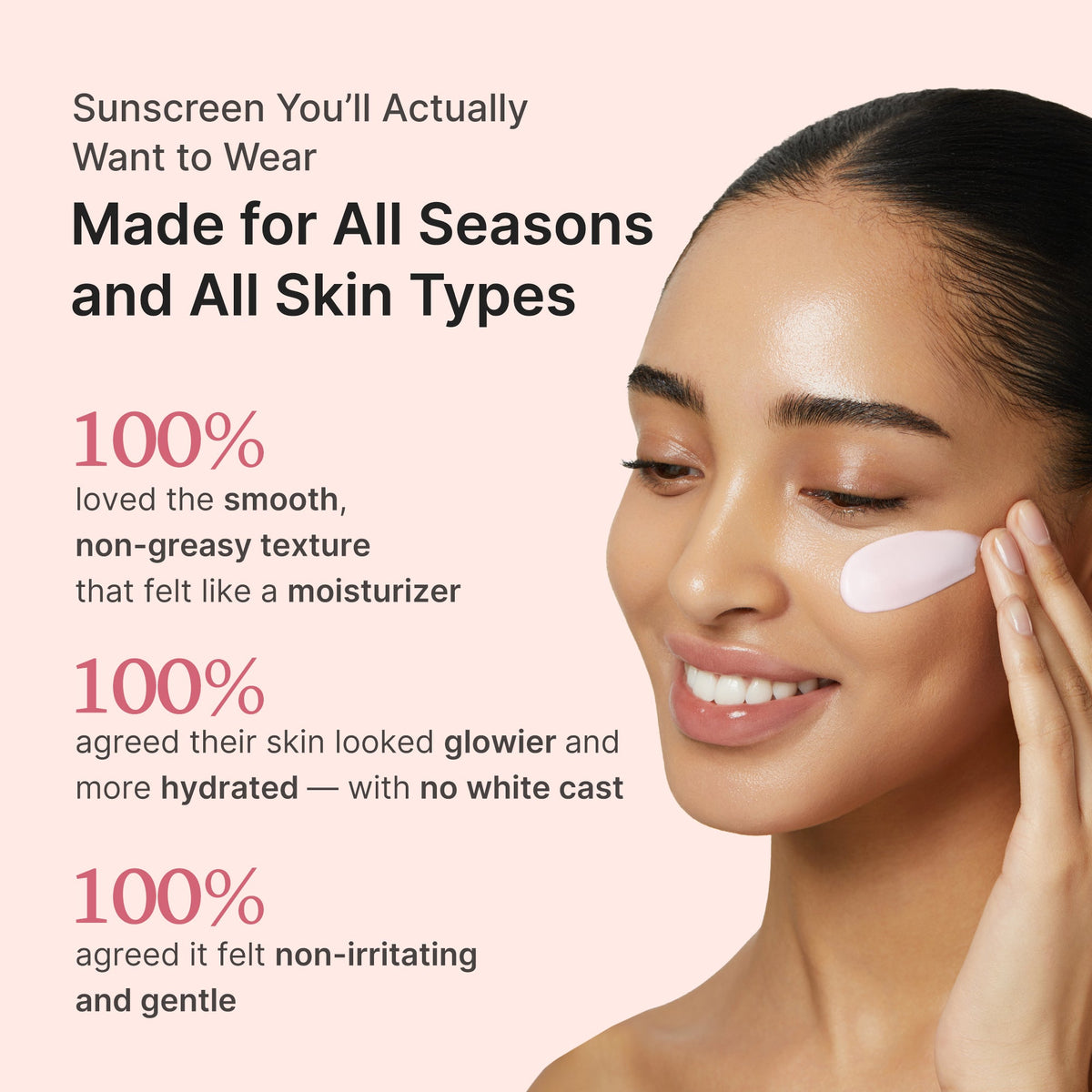 Fugtgivende solcreme SPF 50 med kollagen, peptider og niacinamid, uden hvid film