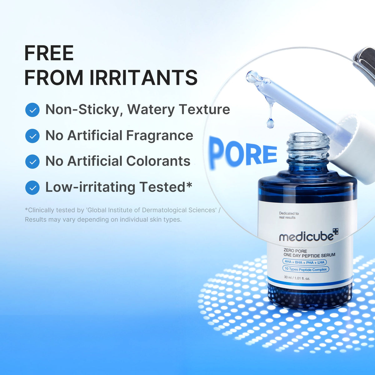 Poreserum med 10 peptider, AHA, BHA, PHA og 2 % niacinamid