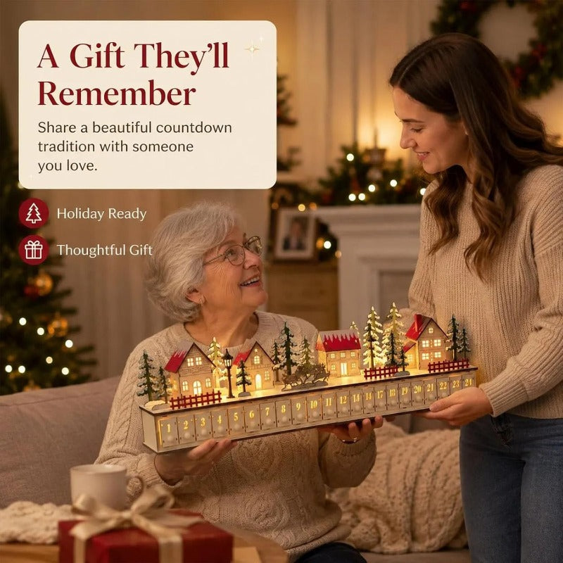 Kletshuts™ VillageAdvent - 24 Utrækkelige Skuffer Jule Advent Nedtælling Landsby