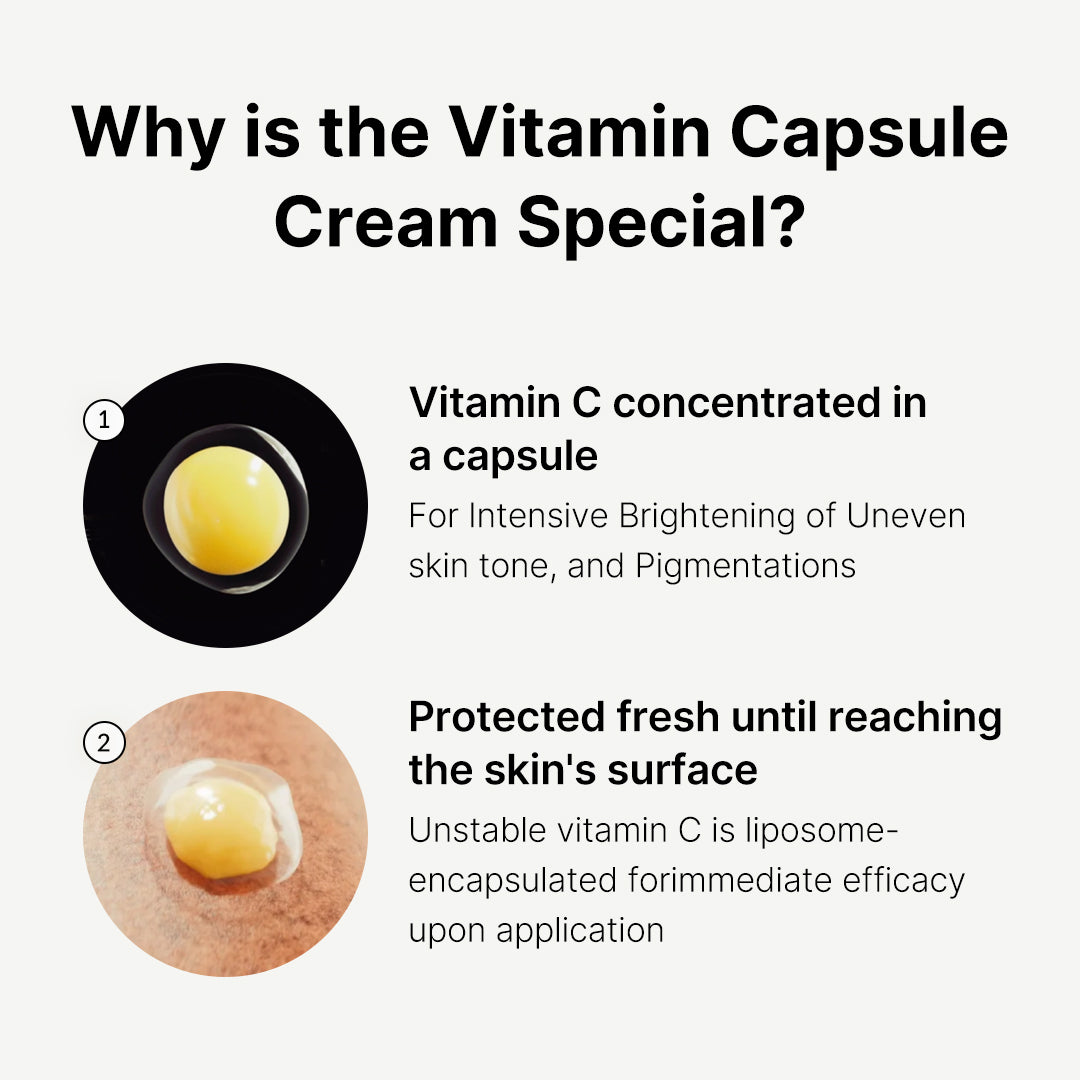 Kapselcreme med C-vitamin til mat hud og ujævn hudtone