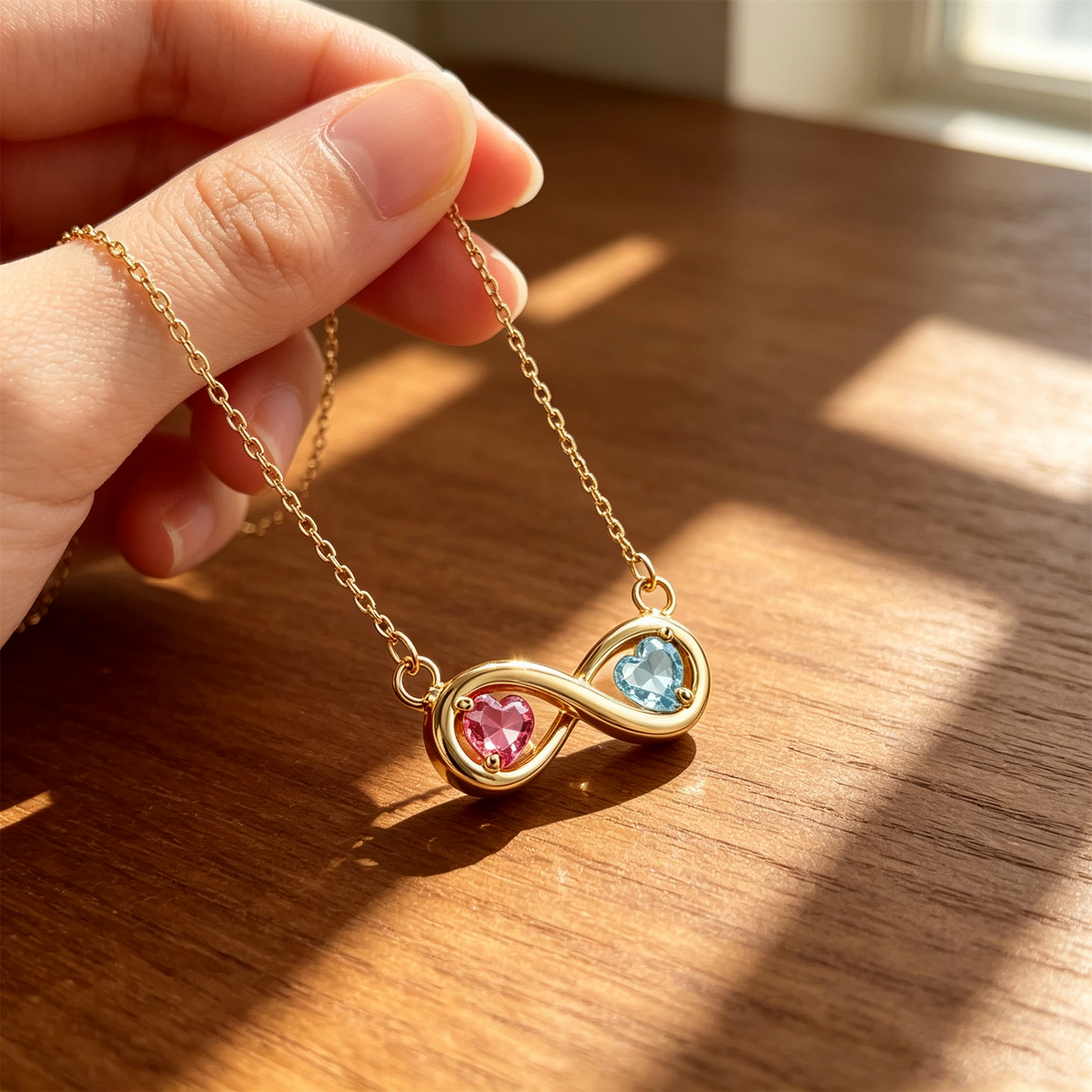 Jewelance™ InfinityNecklace - Personlig To Fødselssten Infinity Mode Halskæde
