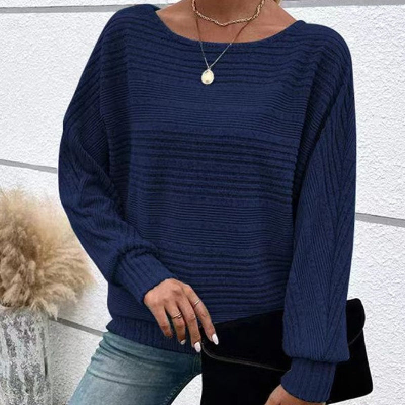 Icone™ CasualLongsleeves: Afslappet Pasform Stilfuld Stribet Flagermusemønster Afslappet Langærmet Top