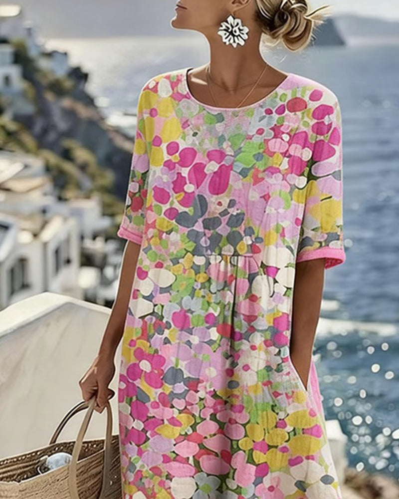 Icone™ PocketDress: Afslappet, Flagrende, Løs Kjole Med Print Og Lommer