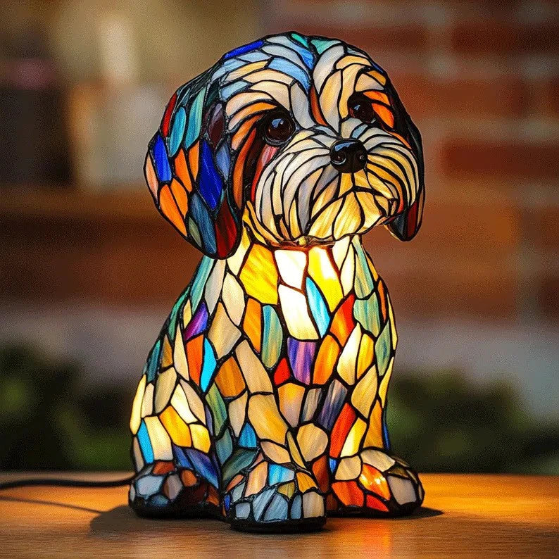 Ledsen DogLamp: Moderne Kunstnerisk Plettet Ambient Hund Lampe