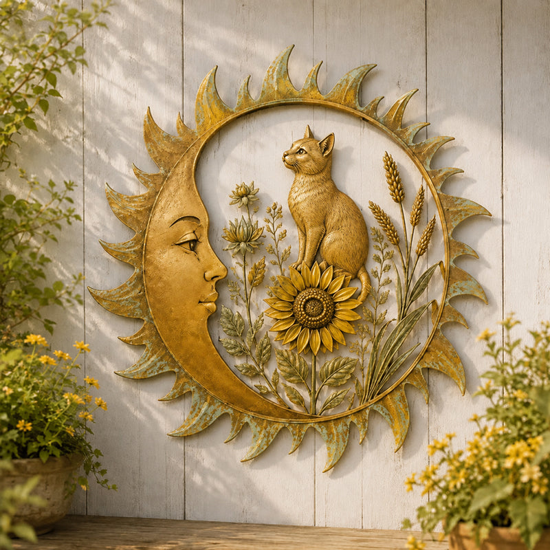 SunDecor: Vintage Metal Sol Væg Hængende Kunst Dekor