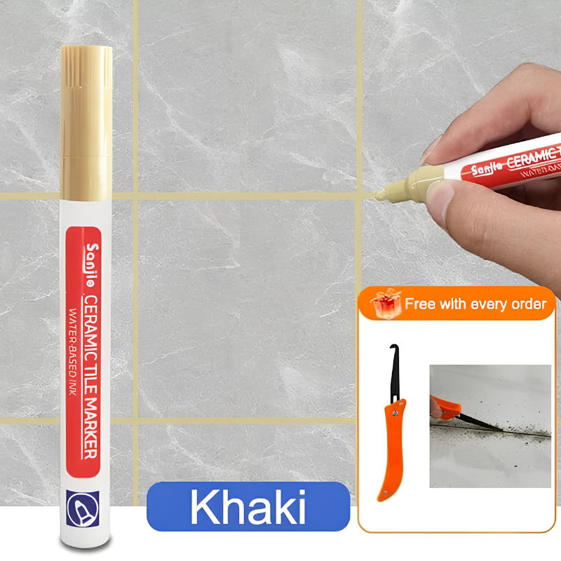 TileMarker 1+2 GRATIS - Anti-Muggs Keramisk Flise Joint Pen Markør Med Fugemasse Krogkniv