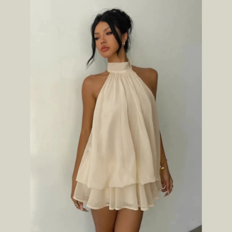 Icone™ GlamDress: Elegant Grime Hals I lag Design Mini Glam Kjole