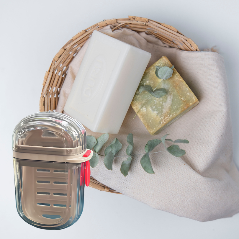 GlideHold® SoapHolder 1+1 GRATIS: Premium Bærbar Rejse Sæbeholder med Drænrende