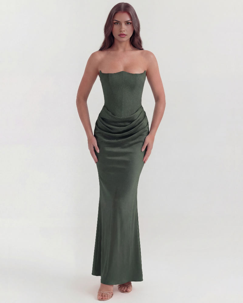 Icone™ VelvetDress: Strapless Maxi Elegant Bodycon Style Velvet Kjole