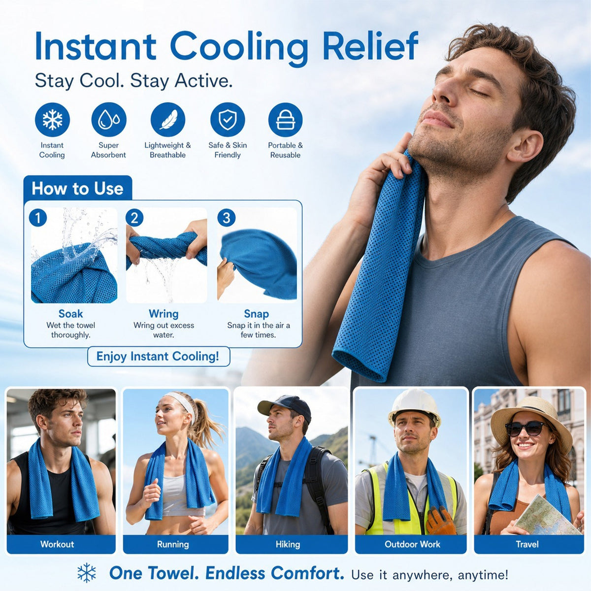 CoolingTowel™ 1+1 GRATIS - Øjeblikkelig Opfriskning Letvægts Genanvendelig Køletørklæde