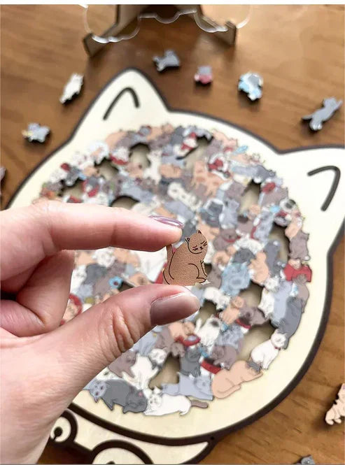 Kletshuts™CatPuzzle: Unik Kat Puslespil Farverig Træ Dyr Stiksav