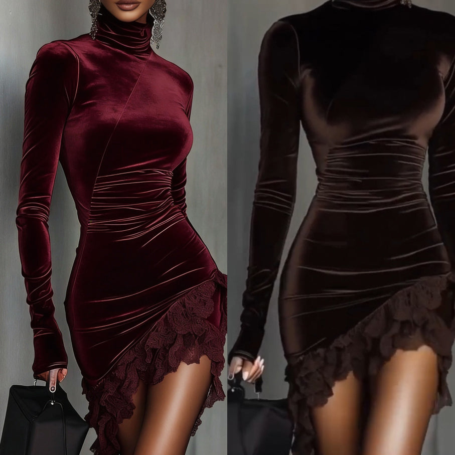 Icone™ BodyconDress: Elegant Langærmet Og Højhalset Bodycon Kjole