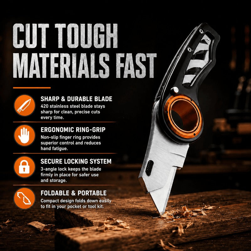 UtilityKnife - Multifunktionel Ergonomisk Ringhåndtag Greb Utility Knife Cutter