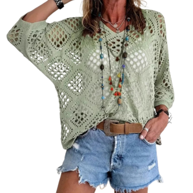 Icone™ CrochetCoverup: Bohemsk Sommer Mid-Længde Ærme Coverup