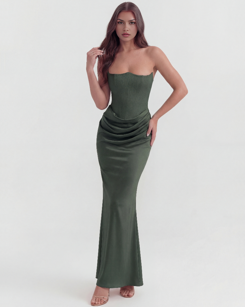 Icone™ VelvetDress: Strapless Maxi Elegant Bodycon Style Velvet Kjole