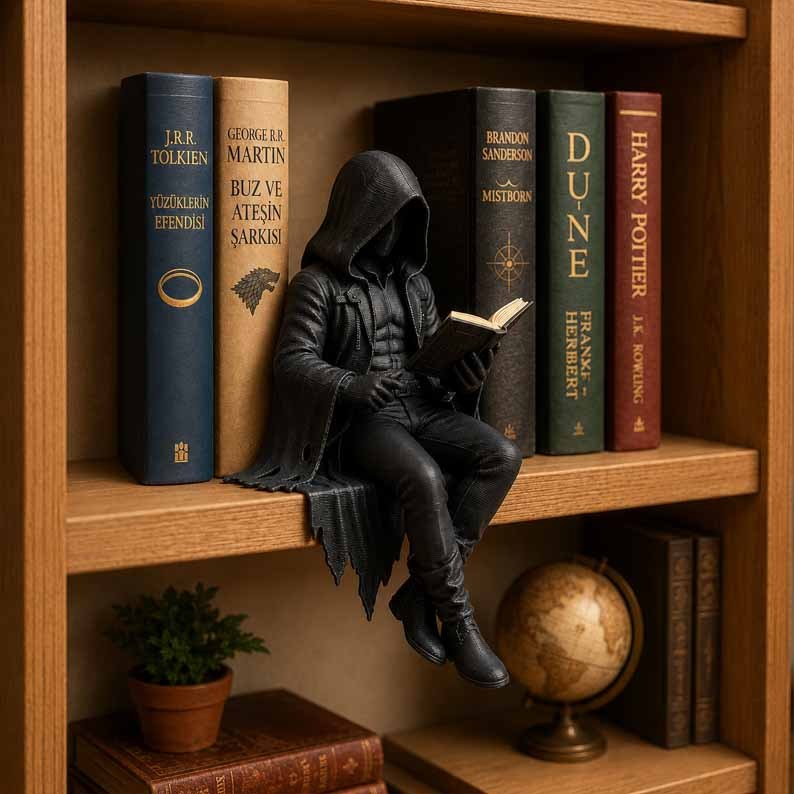 GothicDecor - Mørk Fantasi Bogreol Gothic Figurine Dekor
