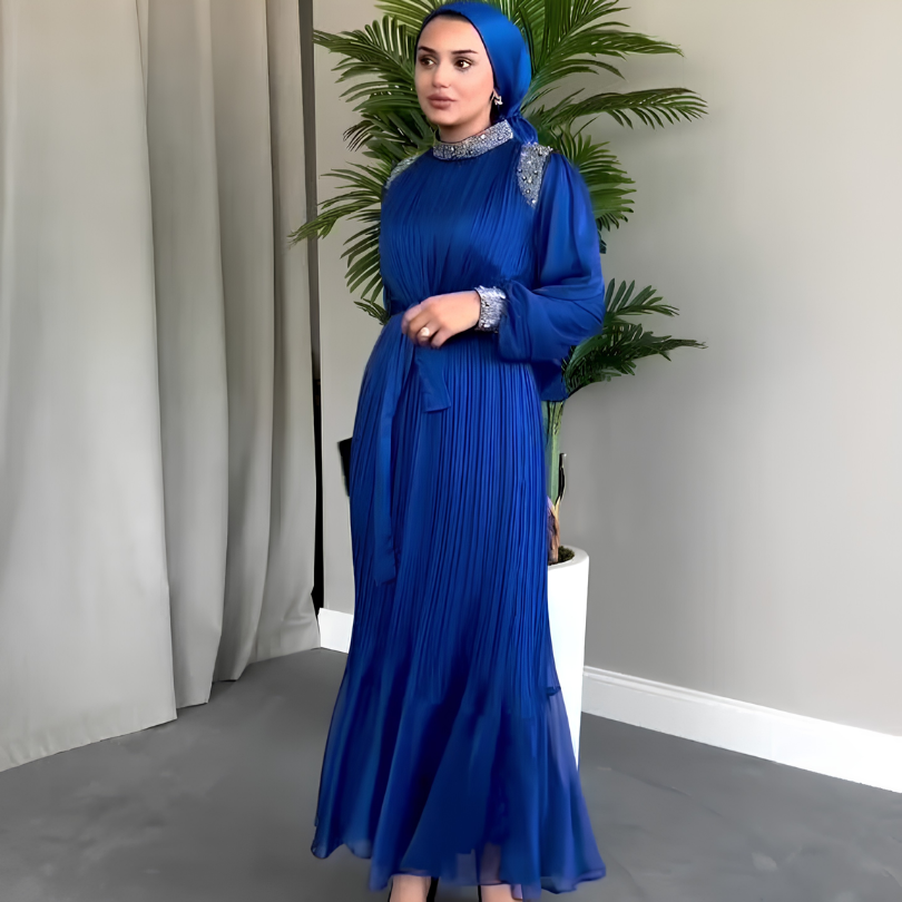 Icone™ SparkleDress: Elegant Behagelig Plisseret Maxi Sparkle Kjole