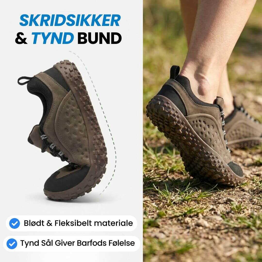 Ground – minimalistiske barfodssko med tynd sål – Brun