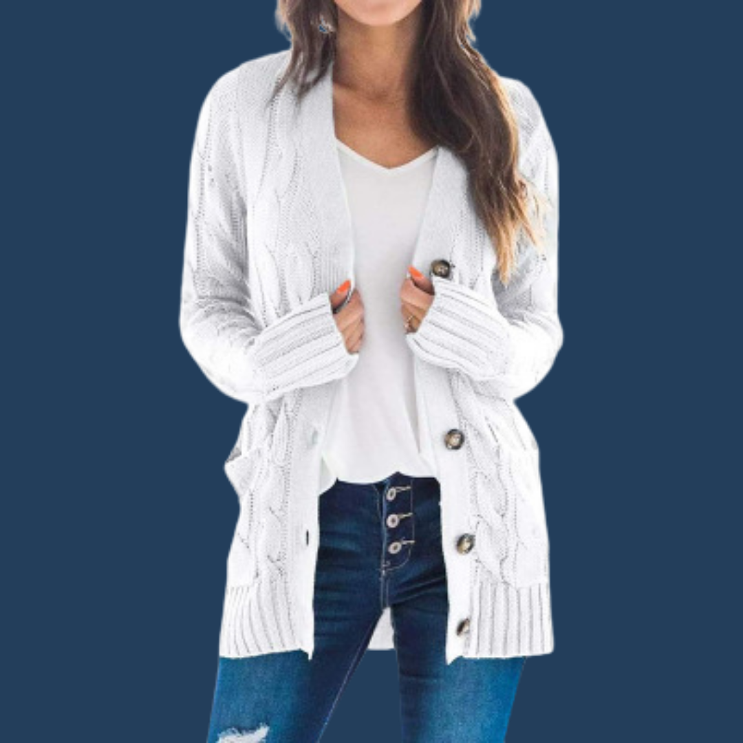 Icone™ KnittedCardigan: Kvinders Hyggelig Lang Strikket Cardigan