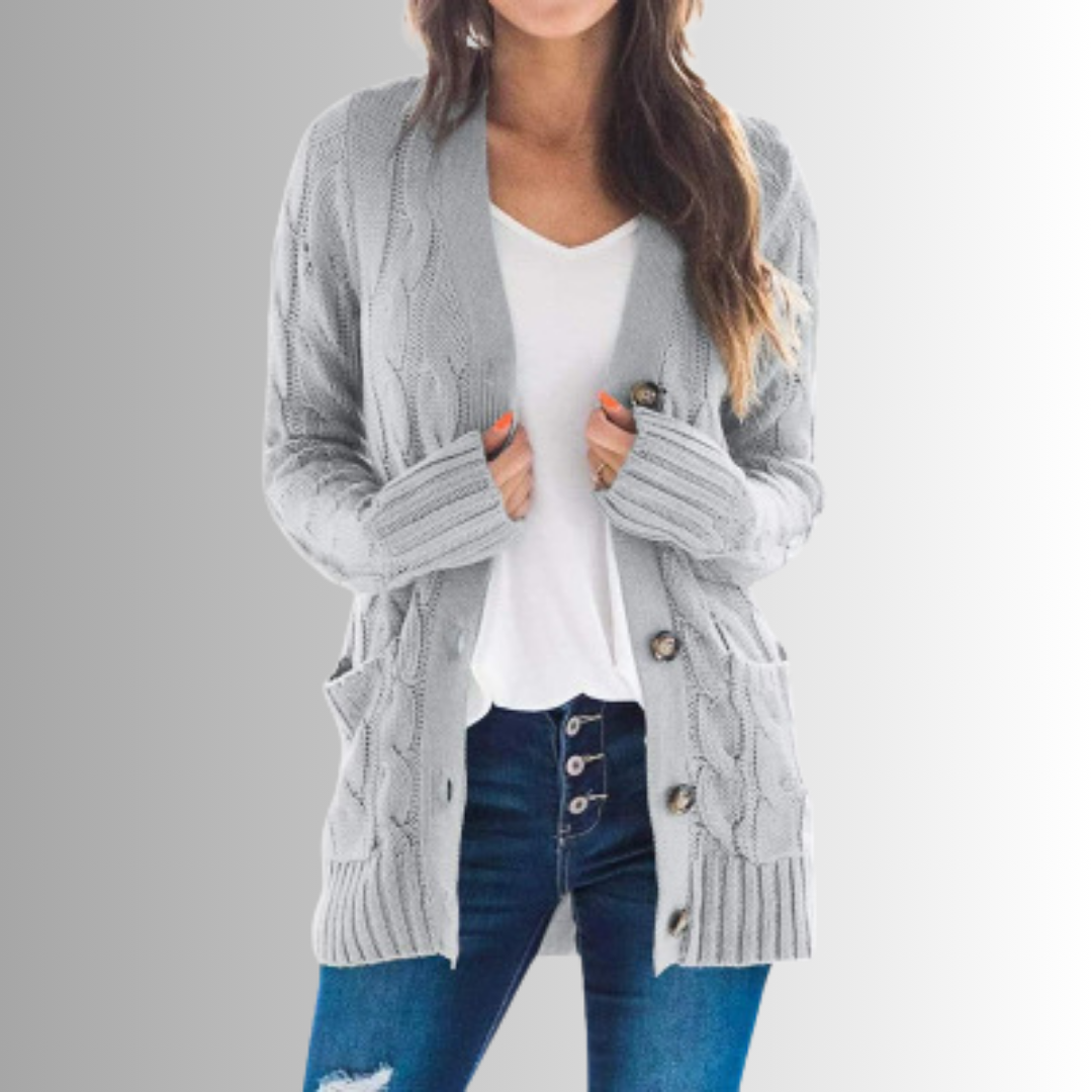 Icone™ KnittedCardigan: Kvinders Hyggelig Lang Strikket Cardigan