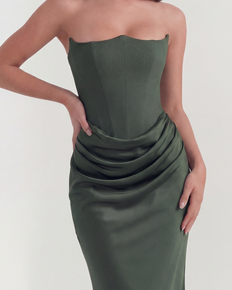 Icone™ VelvetDress: Strapless Maxi Elegant Bodycon Style Velvet Kjole