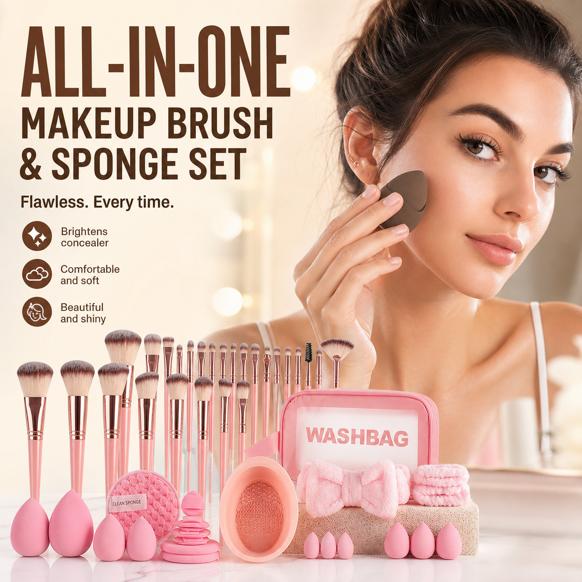 MakeupTools - Komplet Makeup Kit Kosmetiske Pensler og Blandingsværktøjer Sæt
