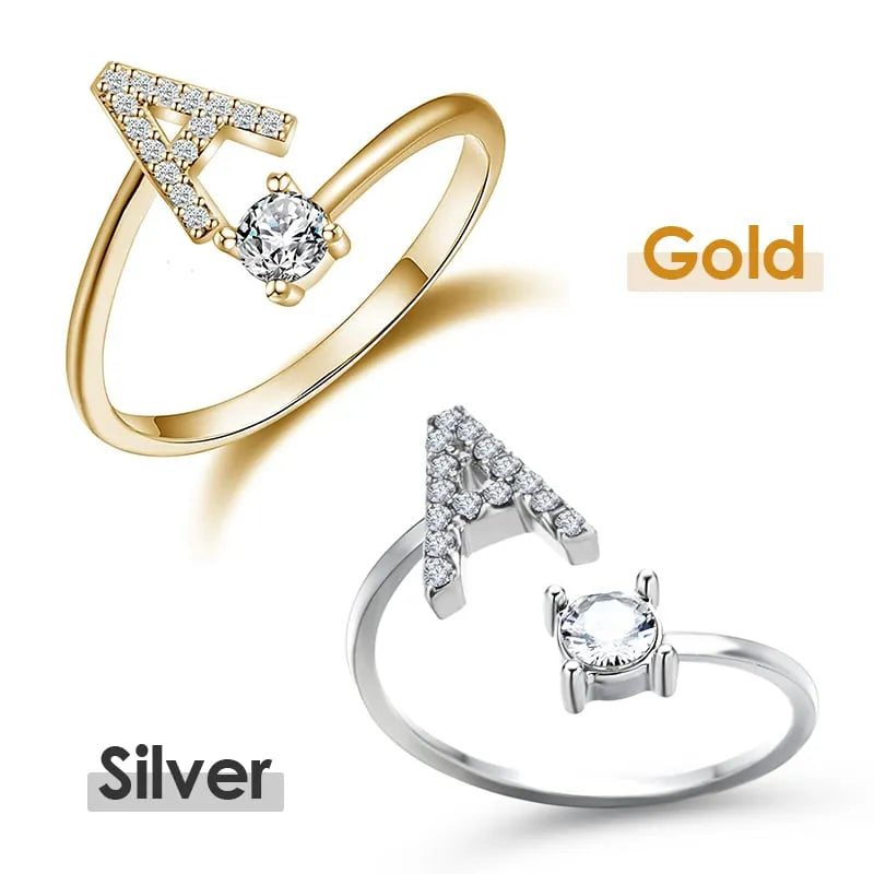 Jewelance™ InitialRing 1+1 GRATIS: Mode Dainty Zirkon Sten Initial Ring