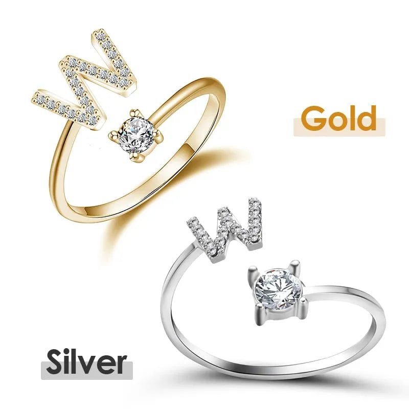 Jewelance™ InitialRing 1+1 GRATIS: Mode Dainty Zirkon Sten Initial Ring
