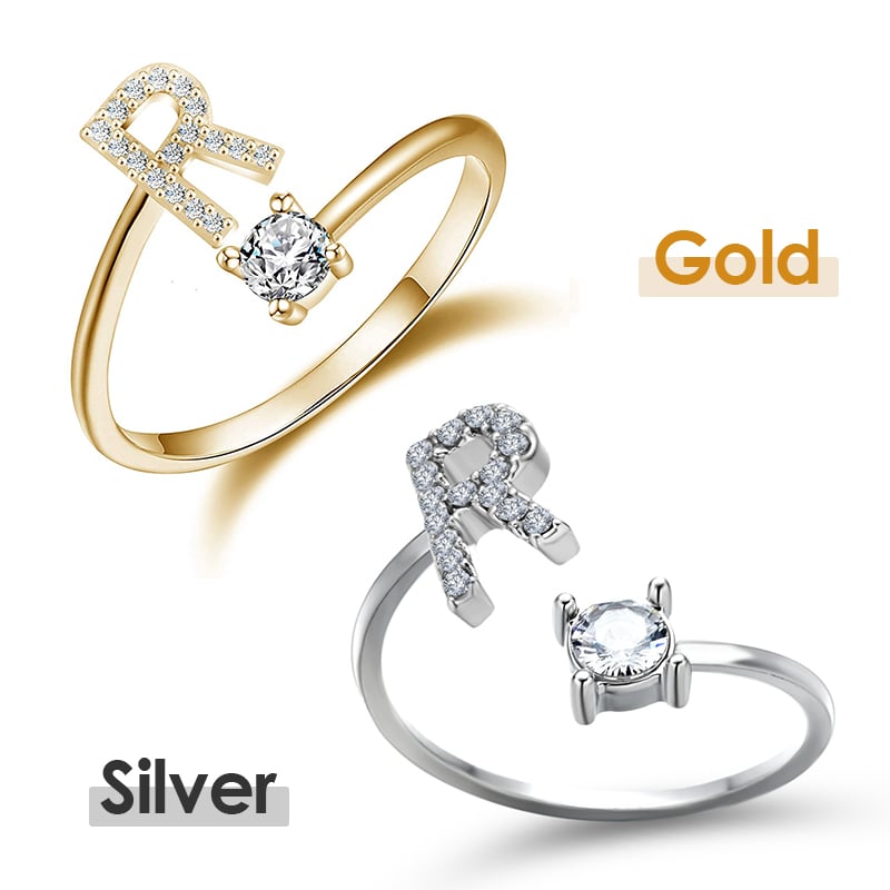 Jewelance™ InitialRing 1+1 GRATIS: Mode Dainty Zirkon Sten Initial Ring