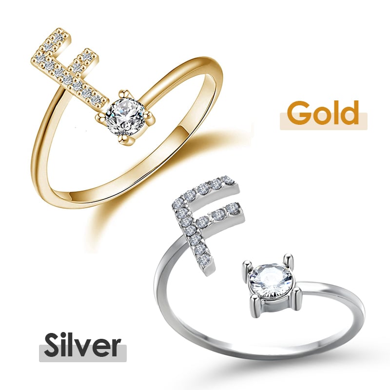 Jewelance™ InitialRing 1+1 GRATIS: Mode Dainty Zirkon Sten Initial Ring