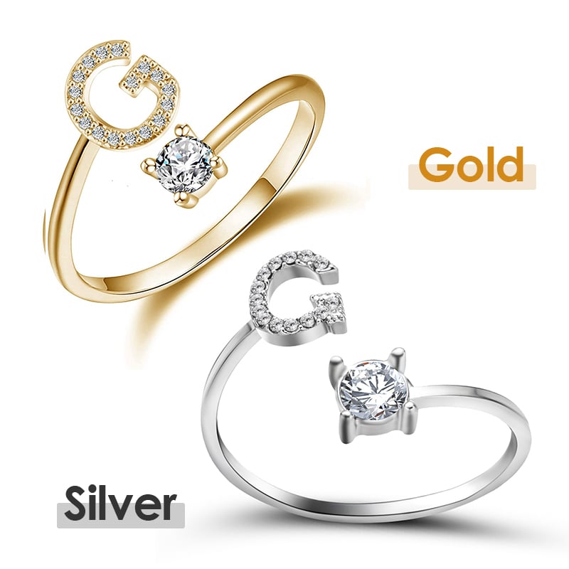 Jewelance™ InitialRing 1+1 GRATIS: Mode Dainty Zirkon Sten Initial Ring