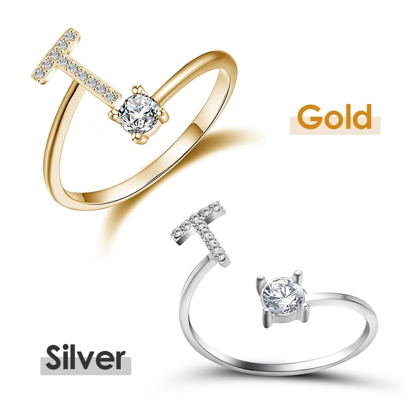 Jewelance™ InitialRing 1+1 GRATIS: Mode Dainty Zirkon Sten Initial Ring