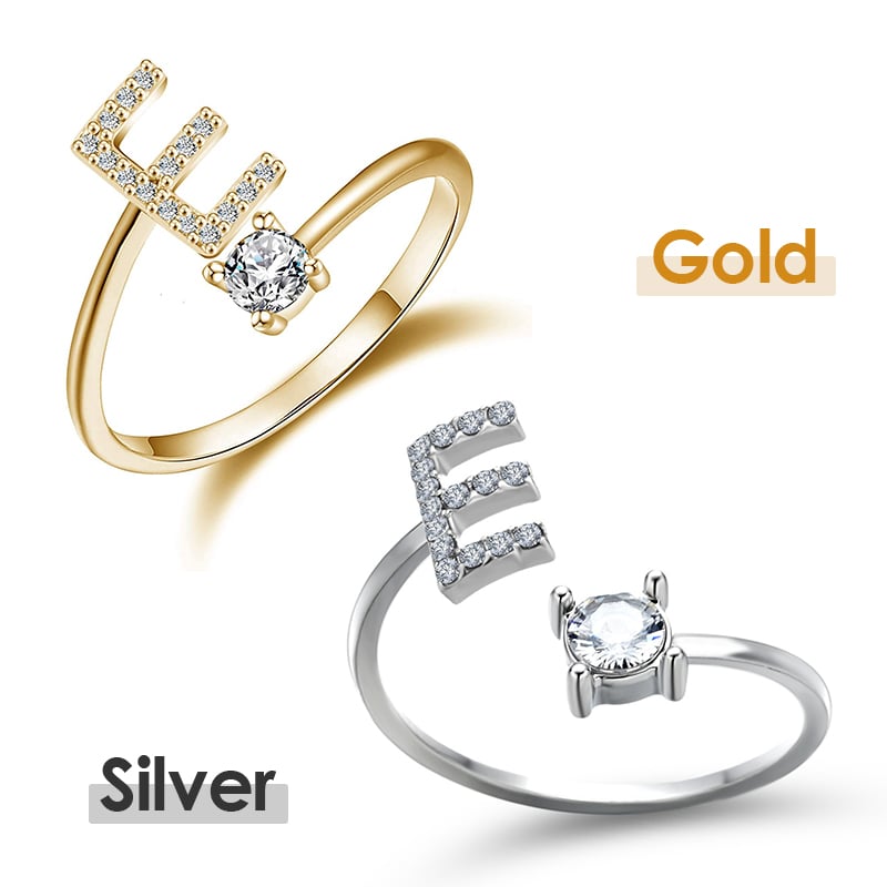 Jewelance™ InitialRing 1+1 GRATIS: Mode Dainty Zirkon Sten Initial Ring