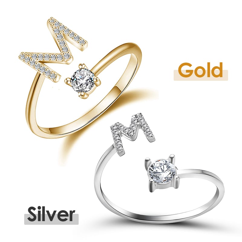 Jewelance™ InitialRing 1+1 GRATIS: Mode Dainty Zirkon Sten Initial Ring