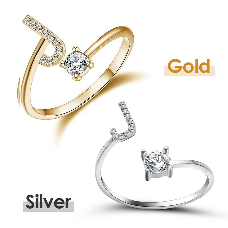 Jewelance™ InitialRing 1+1 GRATIS: Mode Dainty Zirkon Sten Initial Ring