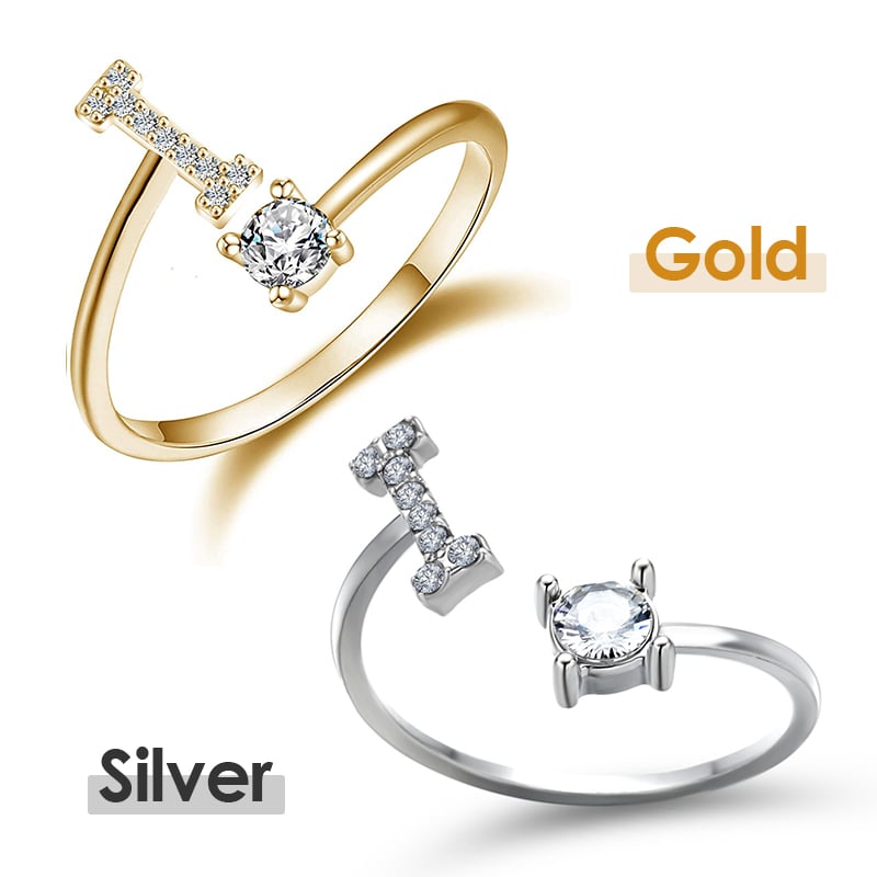 Jewelance™ InitialRing 1+1 GRATIS: Mode Dainty Zirkon Sten Initial Ring