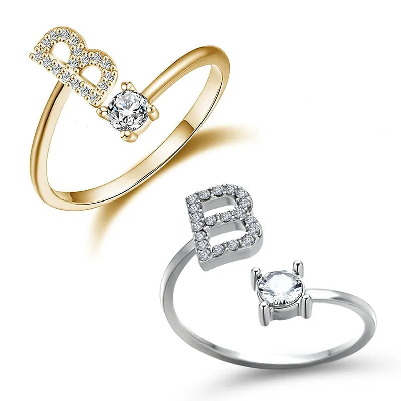 Jewelance™ InitialRing 1+1 GRATIS: Mode Dainty Zirkon Sten Initial Ring