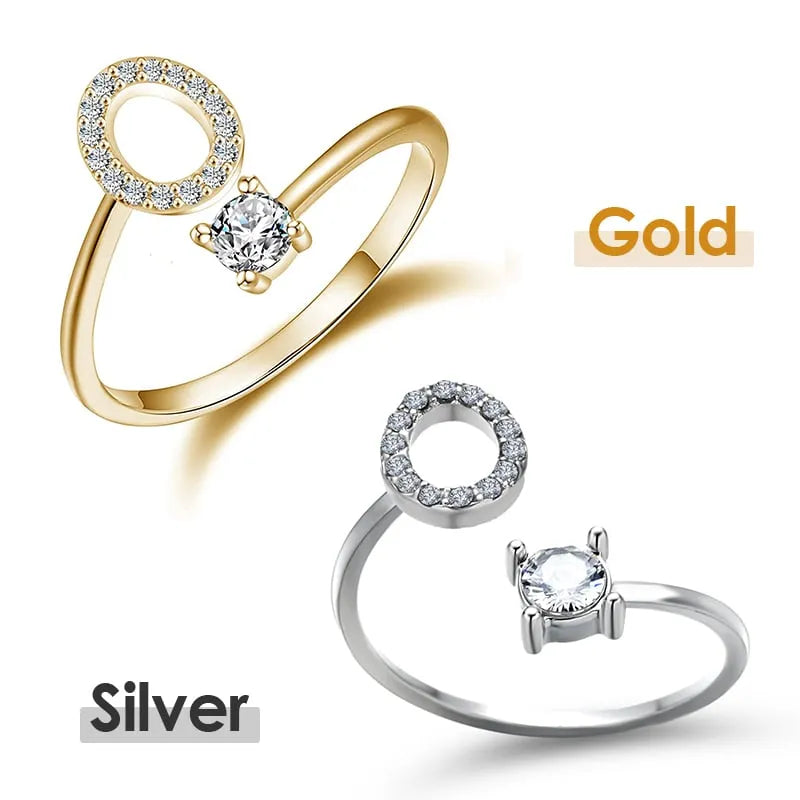 Jewelance™ InitialRing 1+1 GRATIS: Mode Dainty Zirkon Sten Initial Ring