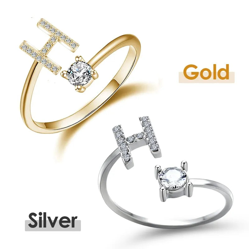 Jewelance™ InitialRing 1+1 GRATIS: Mode Dainty Zirkon Sten Initial Ring