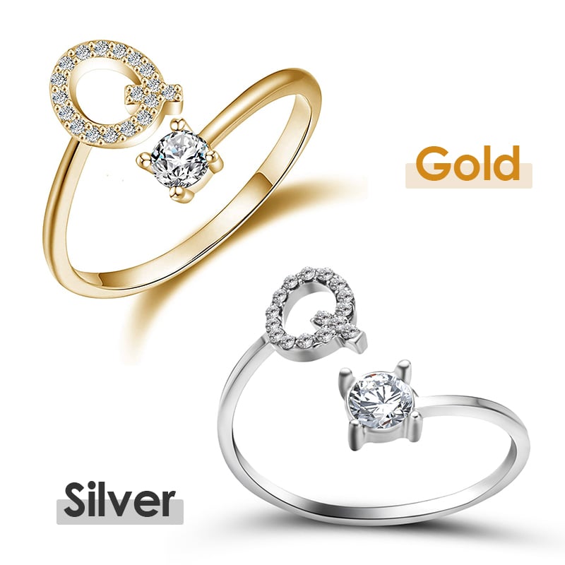 Jewelance™ InitialRing 1+1 GRATIS: Mode Dainty Zirkon Sten Initial Ring